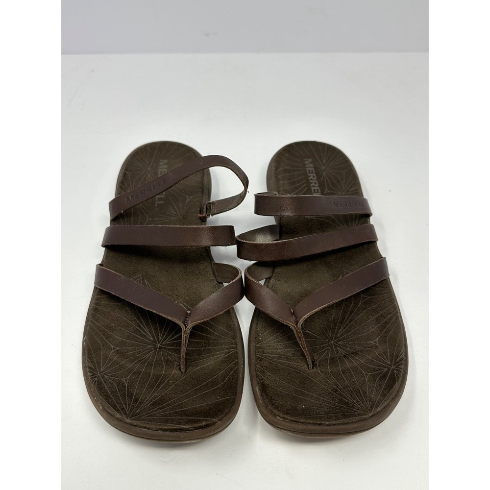 Merrell Strappy Sandals Women's Sz 8 Bracken Brown Leather Walking Comfort V6